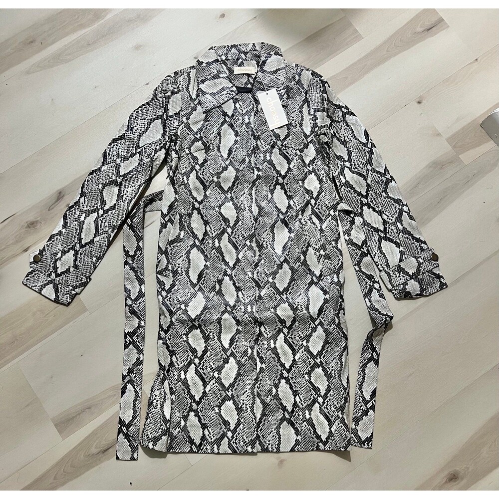 Choosy Luxe Exotic Vintage 90s Faux Snakeskin Leather Trench Coat Duster Jacket - Picture 4 of 11